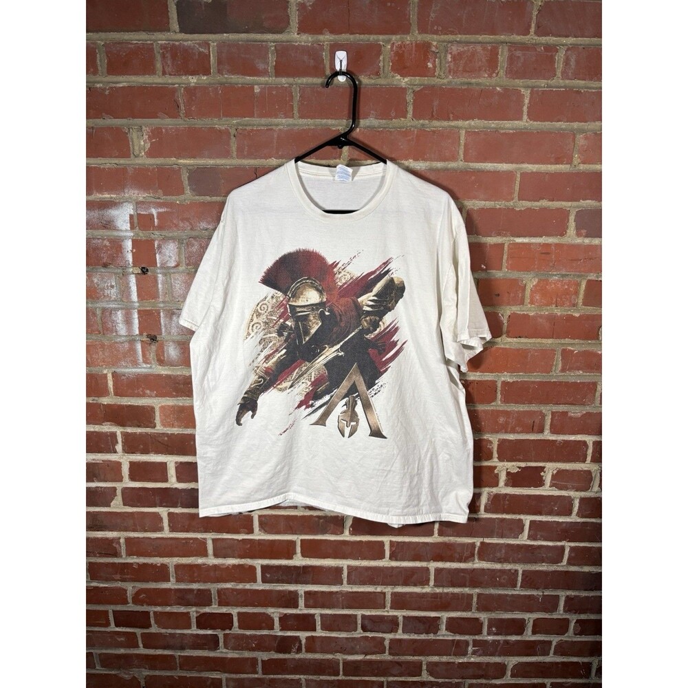 Assassin's Creed V Odyssey Shirt White Video Game Spartan Short Sleeve Adult XXL